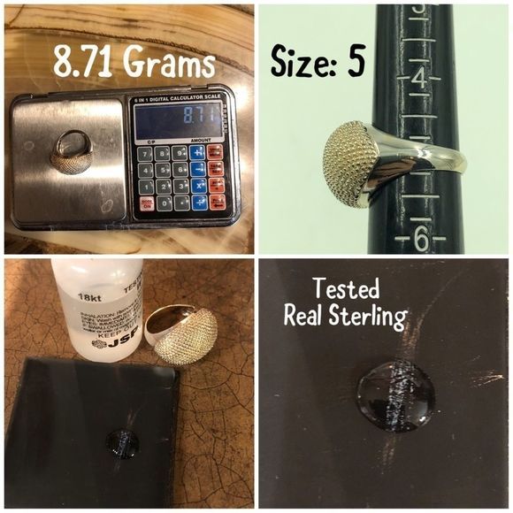 925 Sterling Silver Pegged Dome Ring Size 5 - Picture 6 of 7